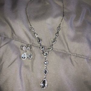 Pear shaped crystal tear drop earrings/necklace